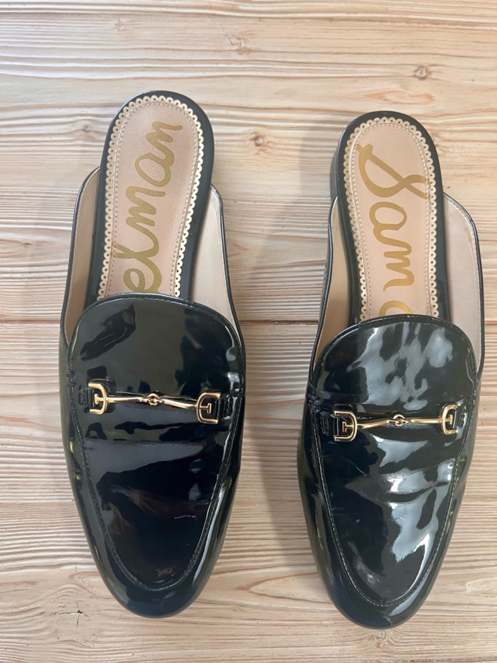 Sam Edelman Linnie Bit Mule Black Patent Leather Loafer Slides Size 8.5